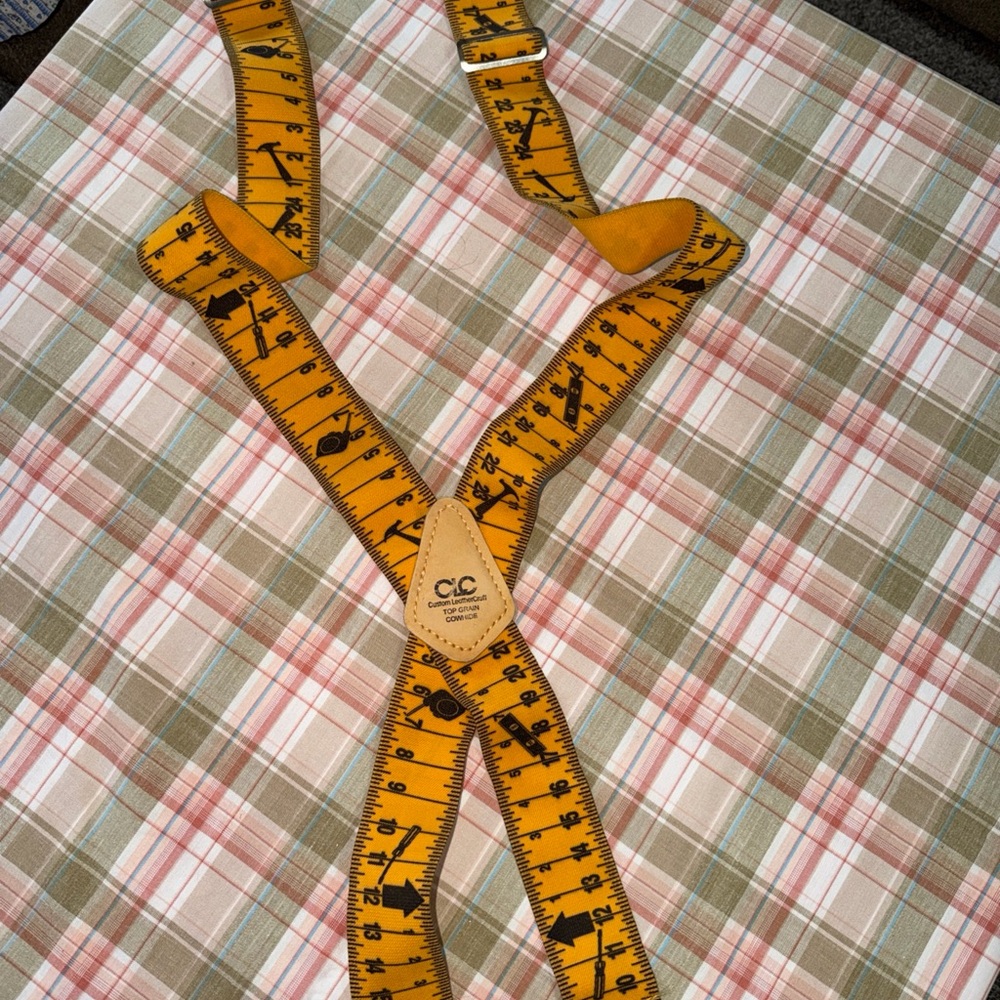 CC Measuring Tape Suspenders Custom LeatherCraft Top Grain Cowhide